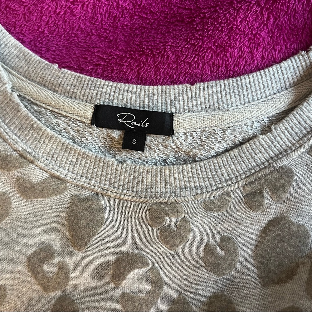 Rails Gray Leopard Pattern Sweater
